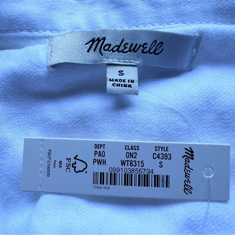 NEW Madewell Sz S White Cotton Courier Shirt Short Sleeve Button Up Boxy Natural - Picture 7 of 17